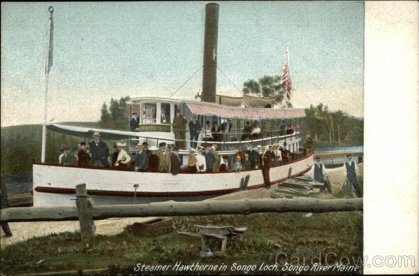 Steamer Hawthorne in Songo Lock, Songo River, Maine