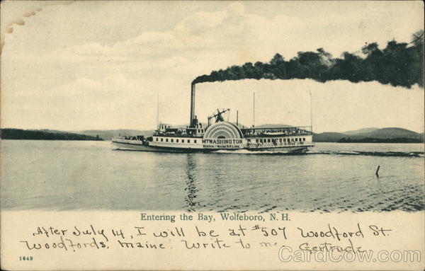 Steam Boat Entering the Bay Wolfeboro New Hampshire