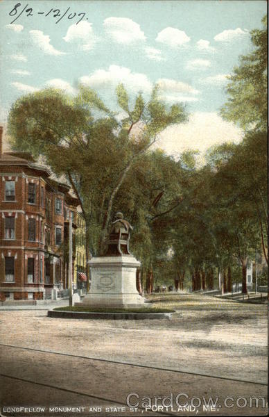 Longfellow Monument and State Street Portland Maine