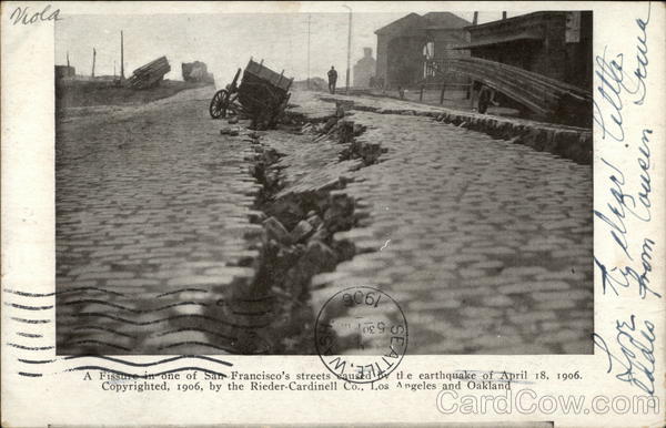 Fissure in One Of San Francisco's Streets Caused by the Earthquake of April 18, 1906 California