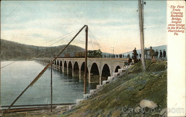The First Train Crossing Rockville Bridge Harrisburg Pennsylvania