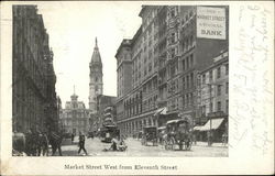 Market Street West from Eleventh Street Philadelphia, PA Postcard Postcard Postcard