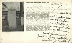 Remarkable Tombstone in Milford, N. H. New Hampshire Postcard Postcard Postcard