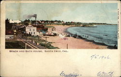 Beach and Bath House Postcard