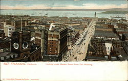 Looking Down Market Street from Call Building Postcard