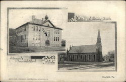 St. Francis Parochial School & St. Francis Church Clearfield, PA Postcard Postcard Postcard