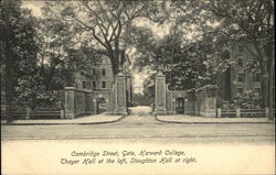 Cambridge Street, Gate, Harvard College, Thayer Hall at the left, Stoughton Hall at right Massachusetts Postcard Postcard Postcard