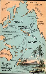 Map of Hawaiian Islands Postcard