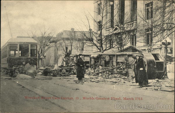Wrecked Street Cars, Dayton, O., World's Greatest Flood, March 1913 Ohio