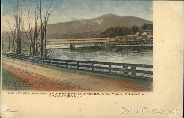 Ascutney Mountain, Connecticut River and Toll Bridge Windsor Vermont