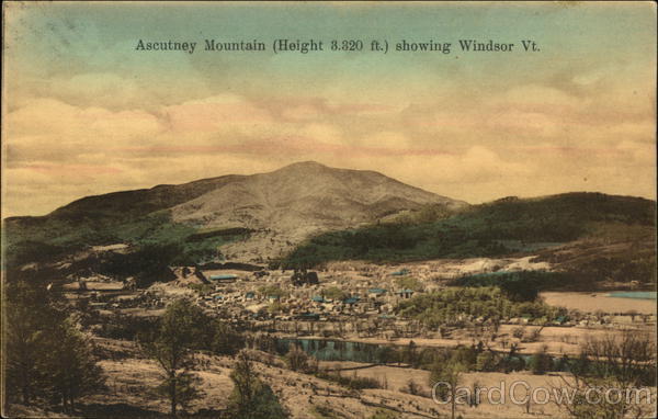 View of Town and Ascutney Mountain Windsor Vermont