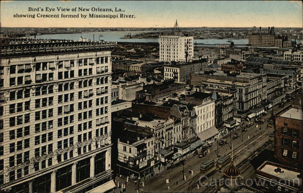 Bird's Eye View showing Crescent formed by Mississippi River New Orleans Louisiana