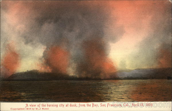 A View of The Burning City at Dusk from the Bay, April 18, 1906 San Francisco California