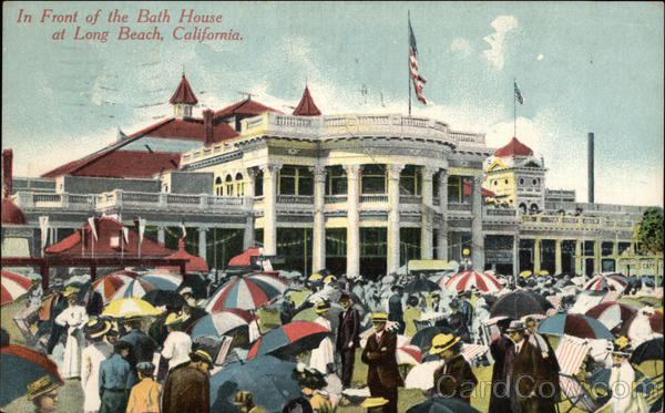 Crowds in Front of Bath House Long Beach California