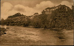 Residences on the Bluff, Truckee River Postcard