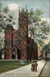 First Congregational Church Jackson, MI Postcard Postcard Postcard