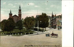 Central Park and Universalist Church Bangor, ME Postcard Postcard Postcard