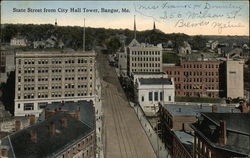 State Street from City Hall Tower Bangor, ME Postcard Postcard Postcard