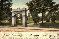 Entrance to Jenks Park on Broad Street Central Falls, RI Postcard Postcard Postcard