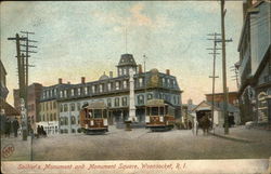 Soldiers Monument and Monument Square Postcard