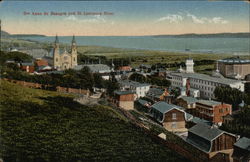 Ste. Anne de Beaupre and St. Lawrence River Postcard