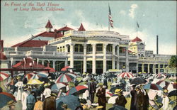 Crowds in Front of Bath House Long Beach, CA Postcard Postcard Postcard