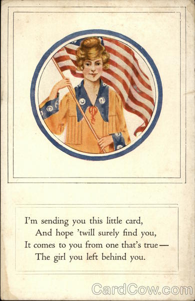 Woman in Patriotic Dress with Flag