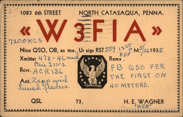 W3FIA - North Catasaqua, PA QSL & Ham Radio