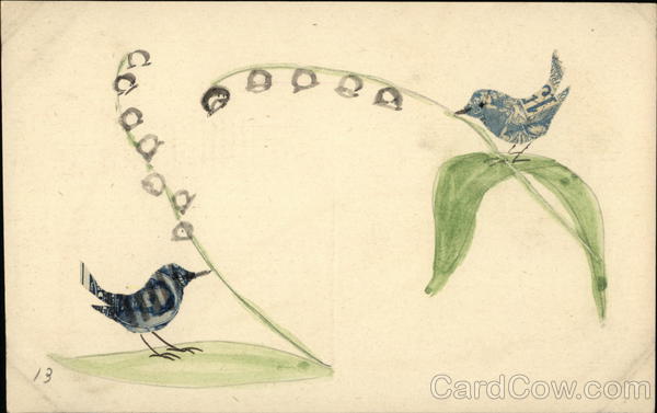 Papercraft Birds on Leaves Macerated Money & Stamps