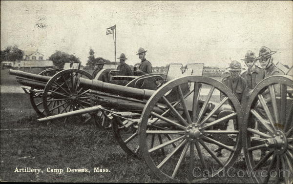 Soldiers with Artillery at Camp Devens, Mass Military