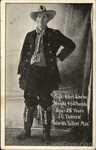 Cowboy J.G. Tarver Portrait as World's Tallest Man