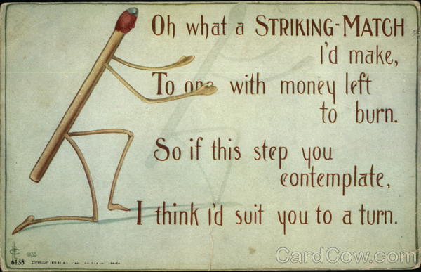 Anthropomorphic Match Down on One Knee Comic