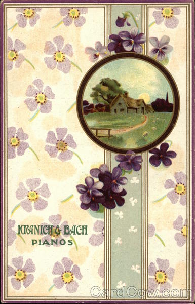 Flowers and a Countryside House Advertisment for Kranich & Bach Pianos