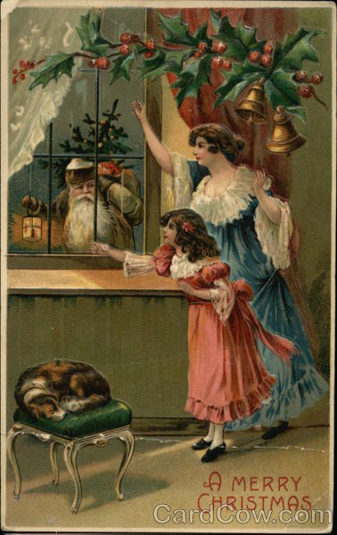 A Merry Christmas - Waving to Santa through the Window