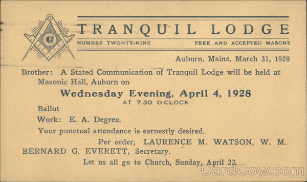 Tranquil Lodge Auburn Maine Freemasonry