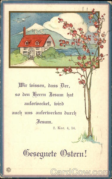 Home by Mountain, Bible Verse - German Language Easter