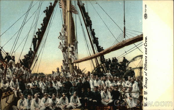 U. S. N. Group of Officers and Crow on a Ship Navy