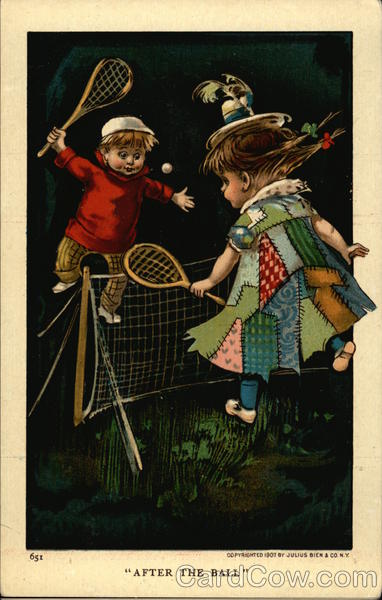 Two Children Playing Tennis