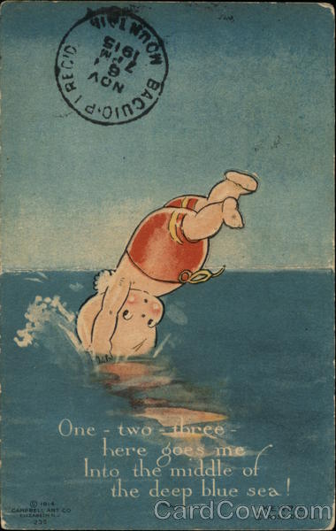 Kewpie diving into the water Rose O'Neill