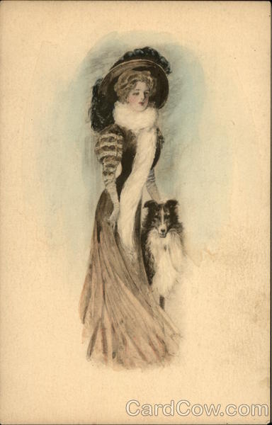 Elegant woman with Collie Dog Women