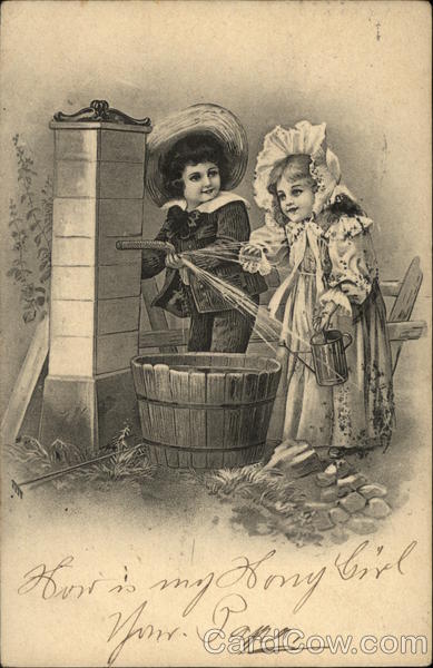 Children Playing with Water Pump