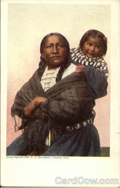 An American Indian Woman carrying a Child on Her Back
