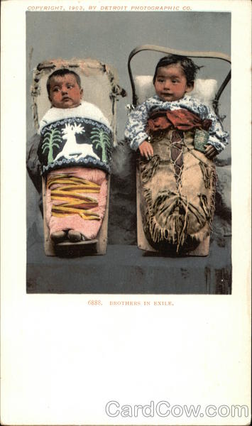Two Babies in Papooses Native Americana