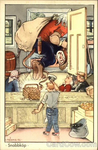 Troll Leaving Shop with Bag of Goods