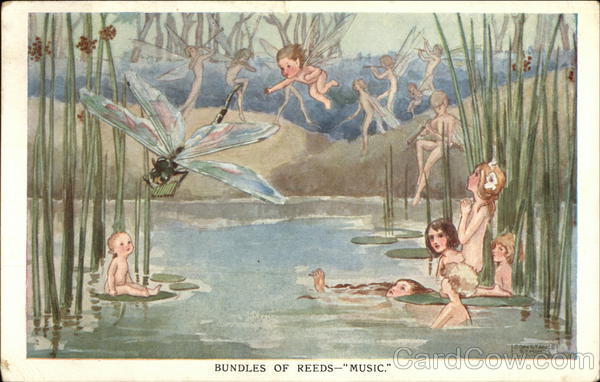 water babies, nymphs, fairies and a dragonfly Fantasy