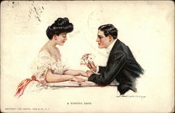 Couple Playing Poker Postcard
