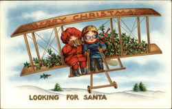 Illustration of Children Flying an Airplane with Mistletoe Illustration of Children Flying an Airplane with Mistletoe