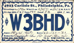 W3BHD - Philadelphia, PA QSL & Ham Radio Postcard Postcard