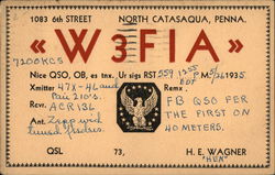 W3FIA - North Catasaqua, PA QSL & Ham Radio Postcard Postcard