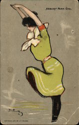 Asbury Park GIrl - Girl in Green Suit Preparing To Dive Swimsuits & Pinup Postcard Postcard Postcard